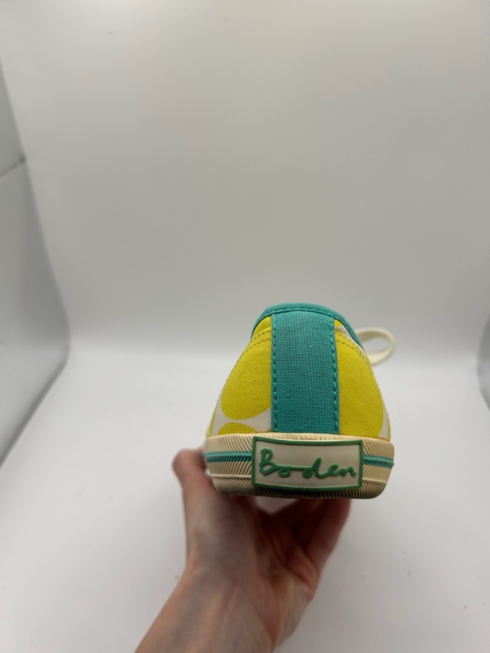 Boden Yellow Polka Dot Canvas Sneakers Teal Trim Women’s Size 37 EU / US 6 - Picture 14 of 14